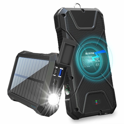 Carregador posto solar sem fio portátil 18W QC3.0 do banco do poder com 4 saídas