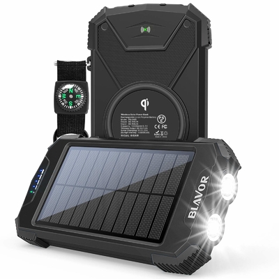 Banco portátil sem fio das energias solares do carregador 10000mAh de Qi para o telefone e o portátil