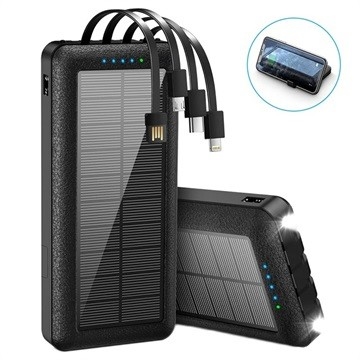 10000mAh tipo-c banco portátil de acampamento das energias solares do carregador do carregador solar do telefone com Kickstand