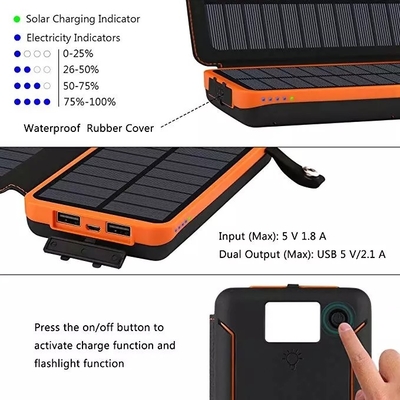 acampamento solar do carregador do telefone do carregador solar portátil impermeável de 8000mAh 5V