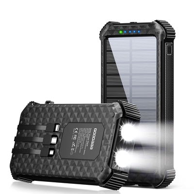 Carregador posto solar portátil impermeável 26800mAh do banco do poder IPX5 com 3 cabos incorporados