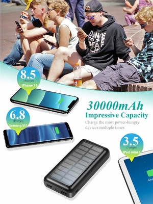 IPX5 bloco portátil posto solar da bateria do carregador 30000mAh para IPhone