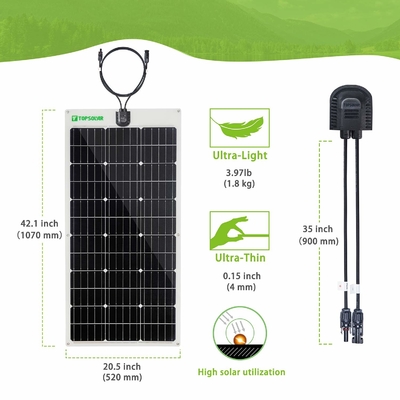 Painel 100w solar Monocrystalline dobrável solar fino flexível de painéis 12v 24V