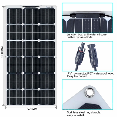 Painel solar amorfo flexível Monocrystalline 100W 12V 400W 40A