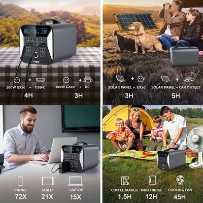 220V fora da rede gerador de energia solar portátil Lifepo4 bateria 1000W