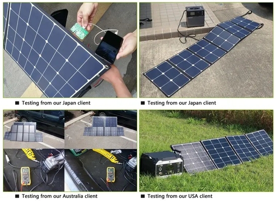 Carregador dobrável solar portátil do poder do saco entregando da dobra ETFE 60W do painel 6 de Sunpower