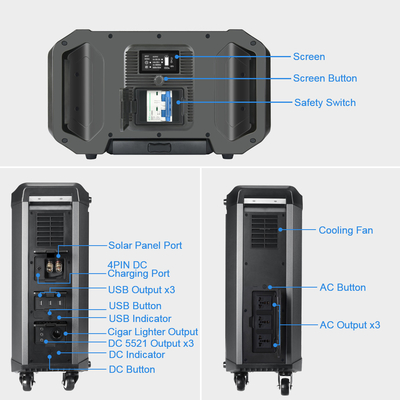 Bloco portátil do gerador da central elétrica do OEM 4000W Lifepo4 para 2500wh de acampamento